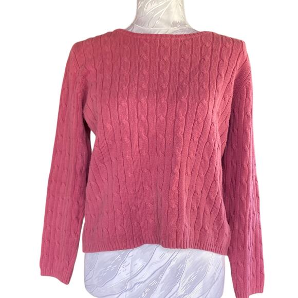 Vintage Y2K Dusty Pink Cable Knit Fisherman Prep School Knit Sweater Size Small - Picture 1 of 16